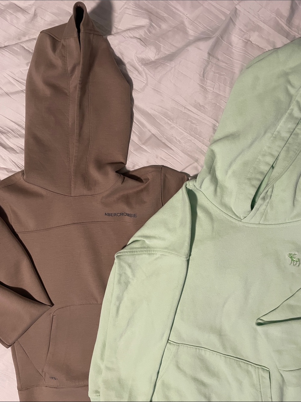 Abercrombie Taupe/Brown  and mint green Logo Hoodie bundle (2 hoodies)